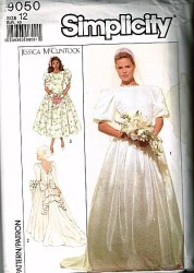 9050 SIMPLICITY BRIDES/ BRIDESMAID LACE BODICE OR NOT GOWN, TRAIN PATTERN 8, 10,12, 14
